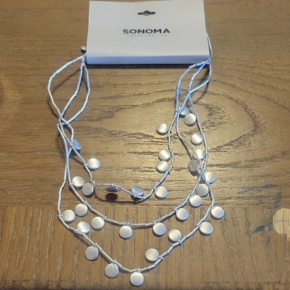 Sonoma Silver Multi-Strand disc silver tone Necklace